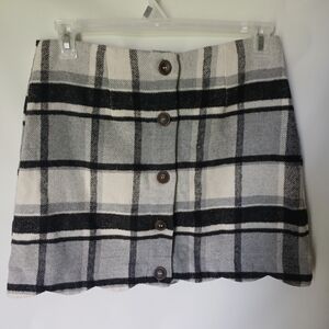 Blu Pepper Fleece Plaid Mini Skirt Size L Color Gray/White Black